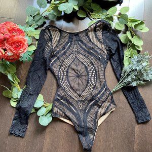 Windsor Black and Nude Lace Bodysuit